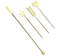 CRILSTYLEO Lot De 4 Bâtonnets De Mélange Pour Gel D'Ongles, Tiges De Mélange Pour Manucure, Aiguille Pour Nail Art, Long De Mélange De Gel, Outil Strass, Applicateur, Outils De Manucure Pour