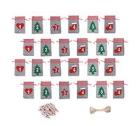 CRILSTYLEO Lot de Sachets de Calendrier de Lavent en Feutre Autocollant pour Décoration de Fêtes