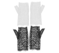 CRILSTYLEO Moufles Dentelle Pour Femme Soirée Thé Bal Lolita Mariage Mariée Court Sans Doigts