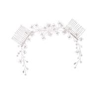 CRILSTYLEO Peigne Fleur De Cristal Cheveux Strass Accessoires De Cheveux De Demoiselle D'honneur Diadème Strass Guirlande De Cheveux Rose Pailletée Floral Coiffure Femme Cristal Blanche