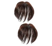 CRILSTYLEO Postiche Sans Frange 2 Pièces Pièce Morceau De Fausse Frange Postiche Ajustable Beanie Humain Ruban D'extension De Cheveux Pince à Cheveux Frange Clip Dans La Frange Fibre Chimique
