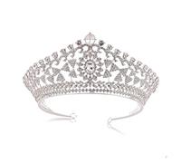 CRIM CROWN BRIDAL COURNE VINTAGE COURONE RHINESTONE BAROQUE COURONE COURONE PARTIE ACCESSOIRES DE CHEUR BRIDAL (Couronne des diamants en argent et blanc)