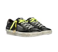 Crime London, SK8 Deluxe, Chaussures Baskets Skate Cuir, Mode Fashion, Grey Black, 44 EU