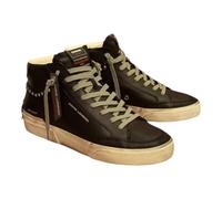 Crime London, SK8 RECUT High, Chaussures Mode Casual Mode Cuir Goujons Unisexe, Noir , 43 EU