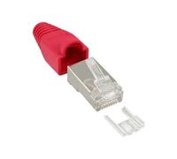 Crimp Connector RJ45 blindé avec protection anti-courbure + enfileur rouge 10 pcs.