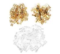 Crimp Terminal Kit 50 Pairs | 6.3mm Gold Plated Brass Connectors | - Blocking Insulating Sleeves for Car/Motorcycle/Automotive | 0.75-2.5mm² Wire Range