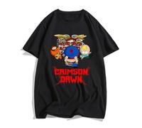 Crimson Dawn S-South-Park T Shirts Funny Print Tshirt Casual 100% Cotton Tops Men Summer T-Shirt Harajuku Cartoon Black L Black L