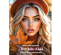 CRIMSON FALL - Adult Coloring Book | Realistic Autumn Grayscale Portraits | Stunning female portraits to color | for Relaxation and Stress relief: English Edition
