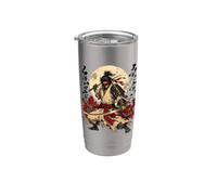 Crimson Moon Ronin Retro Samourai Anime Art Gobelet isotherme en acier inoxydable double paroi