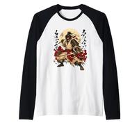 Crimson Moon Ronin Retro Samourai Anime Art Manche Raglan
