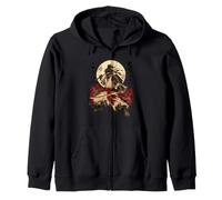 Crimson Moon Ronin Retro Samourai Anime Art Sweat à Capuche
