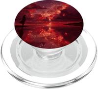 Crimson Stardust Silhouette Moody Red Coucher de Soleil Dreamscape PopSockets PopGrip pour MagSafe
