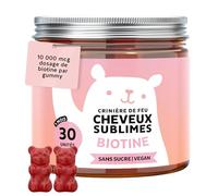 Crinière de Feu Cheveux Sublimes - Gummies Biotine - Formule Renforcée - 10 000µg de Biotine, Zinc, Vitamines B6, C, E et Iode - 30 pièces (1 Mois), Végan, Sans Sucre, Bears with Benefits