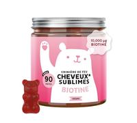Crinière de Feu Cheveux Sublimes - Gummies Biotine - Formule Renforcée - 10 000µg de Biotine, Zinc, Vitamines B6, C, E et Iode - 90 pièces (3 Mois), Végan - Bears with Benefits