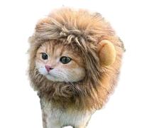 Crinière de lion - Costume de chaton amusant - Perruque de crinière de lion pour déguiser un chaton - Lavable - Avec bonnet de lion - Déguisement amusant pour chat