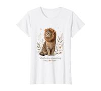 Crinière de Lion et de Chat avec Motif Floral et Lune T-Shirt Graphique avec Valeur