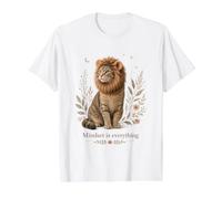 Crinière de Lion et de Chat avec Motif Floral et Lune T-Shirt Graphique avec Valeur