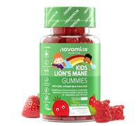Crinière De Lion Gommes Pour Enfants - 30 Gommes Sans Sucre - Complexe De Champignons Avec Zinc, Vitamine B6 Et Acide Folique Pour La Fonction Cognitive Normale - Vegan - Saveur Fraise - Novomins