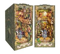 CRIOLPO DIY Book Nook Kit - Maison de poupée Miniature en Bois avec Meubles et lumière LED, Puzzle 3D en Bois, Serre-Livres d'art (Terre mystérieuse Verte)