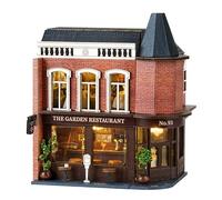 CRIOLPO Kit De Maison De PoupéE Miniature à Faire Soi-MêMe, Artisanat en Bois Inventif pour Adultes, Petite Maison De PoupéE Faite à La Main, Kits De Maison Miniature - Corner Western Restaurant