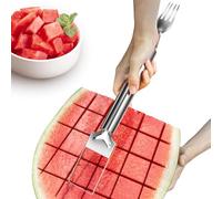 Cripstaste Watermelon Fork Cutter Slicer Tool, 2 en 1 outil de coupe-coupe de fruits en acier inoxydable, outil de coupe de pastèque pour le gadget de cuisine de cuisine de camping à domicile