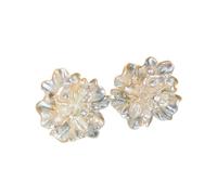 Cris Vida Valor Boucles d'oreilles florales 3D nacrées avec cristaux | Design bouton élégant | Alliage plaqué or | Fermoirs argent S925 | Dimensions 5 x 2,5 cm, 6 g | Livré dans une boîte cadeau