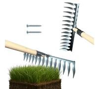 Crisalide® Aérateur de pelouse avec 14 dents en métal - Manche de 150 cm - Idéal pour aérer l'herbe et les sols arides - Améliore le drainage et la circulation de l'air