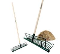 CRISALIDE Râteau à foin 32 dents - Manche en bois de hêtre 150 cm - Avec vis de fixation incluse - Outil de jardinage et agriculture professionnelle