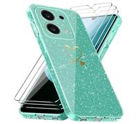 crisant Coque Compatible avec Xiaomi Redmi 15C 4G/ 5G / Poco C85/ 5G EU Version (Pas pour Global Version), 3 Pièces Protection Écran en Verre Trempé, Housse Souple et Anti-Rayures - Vert