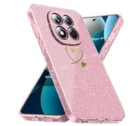 crisant Coque Compatible avec Xiaomi Redmi Note 15 Pro Plus 5G / Xiaomi Poco M8 Pro 5G, Housse Souple et Transparent, Étui Anti Empreintes et Paillettes - Rose
