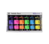 CRISCOLOR Peinture acrylique fluorescente, lot de 6 flacons de 75 ml, pour travaux artistiques et de bricolage, pour débutants, étudiants et artistes professionnels (fluoro 6 x 75 ml)