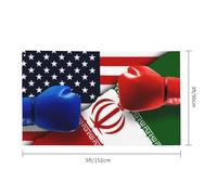 Crise Iran-Amérique Ou Crise Américaine Drapeau Couleurs Vives Bannière Résistant Aux Intempéries Garden Flag Pour Intérieur Balcon Maison Célébrations 90X150Cm