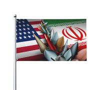 Crise Militaire Iran-États-Unis Drapeaux Solide Drapeau Couleurs Vives Bannière Pour Bar Fête Pelouse Extérieur 90X150Cm
