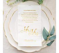 Crisky Lot de 100 serviettes de table dorées « Mr & Mrs », serviettes de table jetables décoratives pour mariage, fête prénatale, banquet, répétition, dîner, 3 plis, 30,5 x 40,6 cm