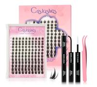 Crislashes Manga Lashes 120pcs, kit extension cils mélange de cils en touffes de 10 à 18 mm pour un usage quotidien et les fêtes, faux cils avec bond&seal et pince à épiler extension cils (FD-A)-V03