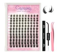 Crislashes Manga Lashes 120pcs, kit extension cils mélange de cils en touffes de 10 à 18 mm pour un usage quotidien et les fêtes, faux cils avec bond&seal et pince à épiler extension cils (FD-A)-V01