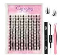 Crislashes Manga Lashes 144pcs, kit extension cils mélange de cils en touffes de 10 à 18 mm pour un usage quotidien et les fêtes, faux cils avec bond&seal et pince à épiler extension cils (FD-B)-V01