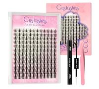 Crislashes Manga Lashes 144pcs, kit extension cils mélange de cils en touffes de 10 à 18 mm pour un usage quotidien et les fêtes, faux cils avec bond&seal et pince à épiler extension cils (FD-B)-V02