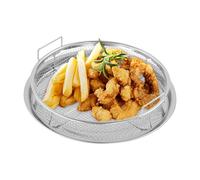 Crisper Air Friteuse Lot de 2 poêles - Plaque de cuisson antiadhésive avec grill et panier grillagé pour four et friteuse à air chaud - Kit de cuisson rond pour frites, légumes et viande croustillants