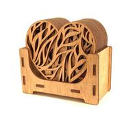 CrisPhy Lot de 12 dessous de verre en forme de cœur Mandala : élégants motifs sculptés en bois, 9 x 9 cm, idéal pour décorer et protéger vos surfaces avec style