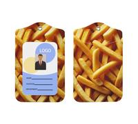 Crispy-French-Fries Porte-badge vertical en cuir synthétique avec cordon pour Ofiice