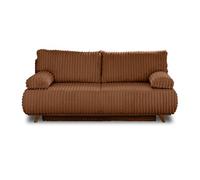 Cristal - canapé 3 places - convertible avec coffre - en fausse fourrure côtelée - Rouille