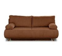 Cristal - canapé 3 places - convertible avec coffre - en fausse fourrure côtelée - Rouille