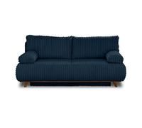 Cristal - canapé 3 places - convertible avec coffre - en velours côtelé grosses côtes - Bleu Bleu G