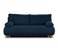 Cristal - canapé 3 places - convertible avec coffre - en velours côtelé grosses côtes - Bleu Bleu G