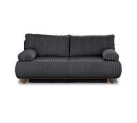 Cristal - canapé 3 places - convertible avec coffre - en velours côtelé grosses côtes - Gris Anthracite