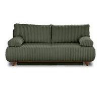 Cristal - canapé 3 places - convertible avec coffre - en velours côtelé grosses côtes - Vert Vert G