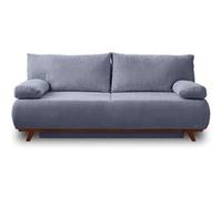 Cristal - canapé 3 places - convertible avec coffre - en velours texturé - Bleu grisé