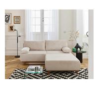 Cristal - canapé 3 places - convertible avec coffre et grand pouf - en velours côtelé - Beige