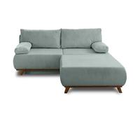 Cristal - canapé 3 places - convertible avec coffre et grand pouf - en velours côtelé - Bleu